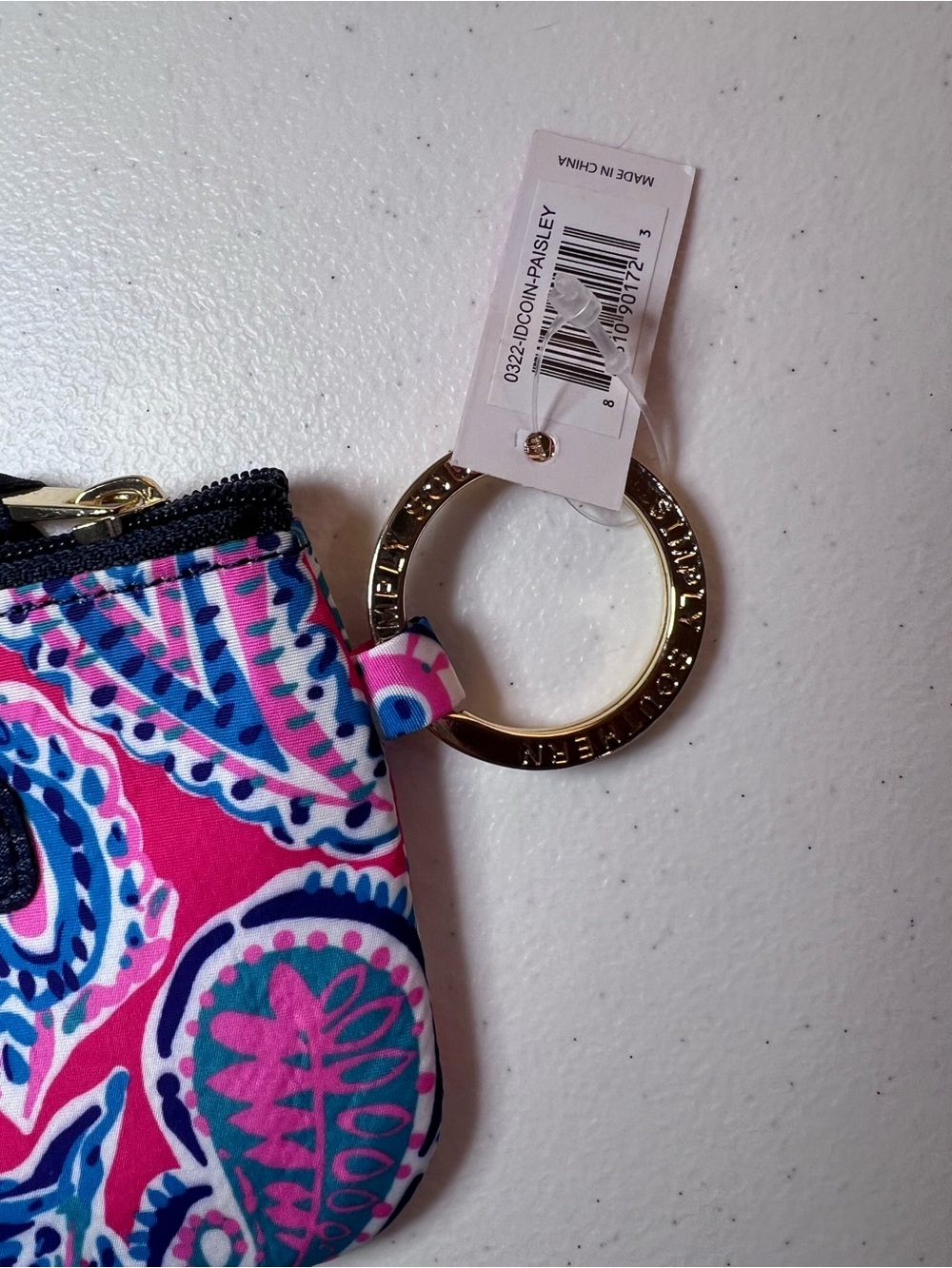 Simply Southern Hot Pink Paisley Quilted Key Case with Aqua Accents - Picture 3 of 4